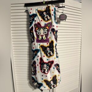 Boston Terrier Day Of The Dead Dog Print Plush 50” x 60” Throw